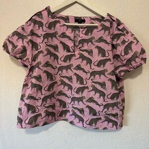 J. Crew Pink Leopard-Print Short Sleeve Top for Kids